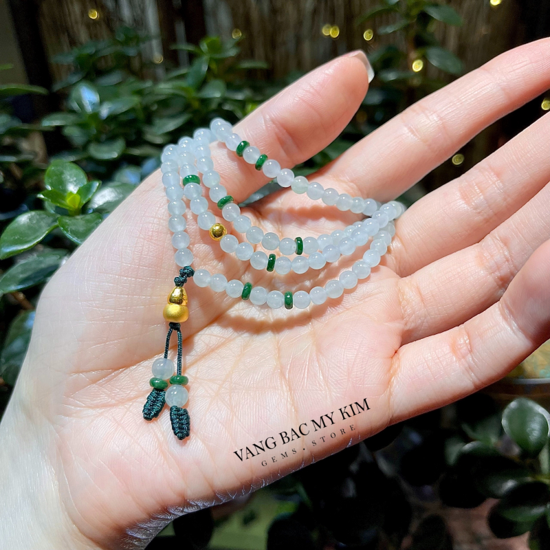 💫 Vòng Băng Ngọc Phỉ Thúy VIP – Mix Hồ Lô Vàng | Giao hòa tinh tế – Hút tài tụ lộc