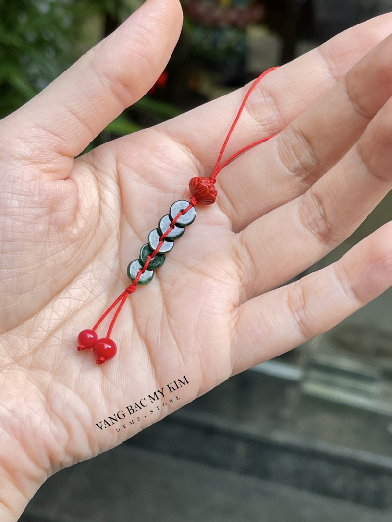 Dây treo điện thoại tết Đồng Điếu Ngọc Phỉ Thúy  - San Hô - Chusa