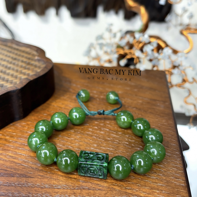 Vòng Dây Tết Mã Não Xanh - Lu Ngọc Phỉ Thúy - Jadeite