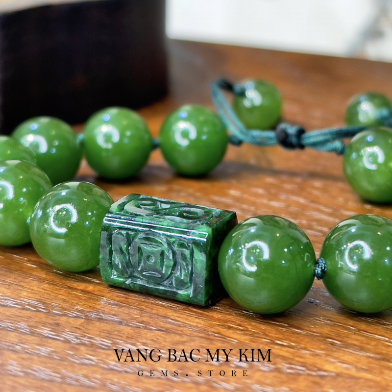 Vòng Dây Tết Mã Não Xanh - Lu Ngọc Phỉ Thúy - Jadeite