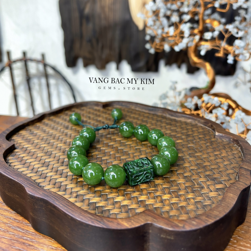 Vòng Dây Tết Mã Não Xanh - Lu Ngọc Phỉ Thúy - Jadeite