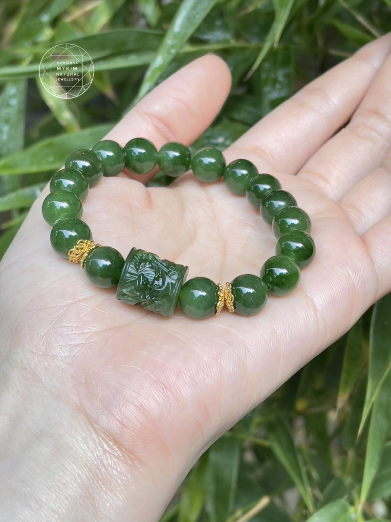 💚 Vòng Ngọc Bích Mix Lu Thống Nephrite VIP • ✨ Vàng 14k • Trang Sức Phong Thủy Tài Lộc & Bình An