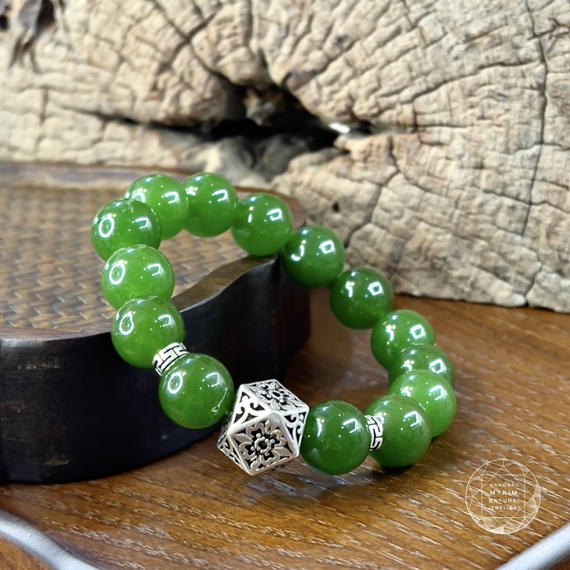 Vòng Mã Não Xanh mix Bạc 925 cao cấp