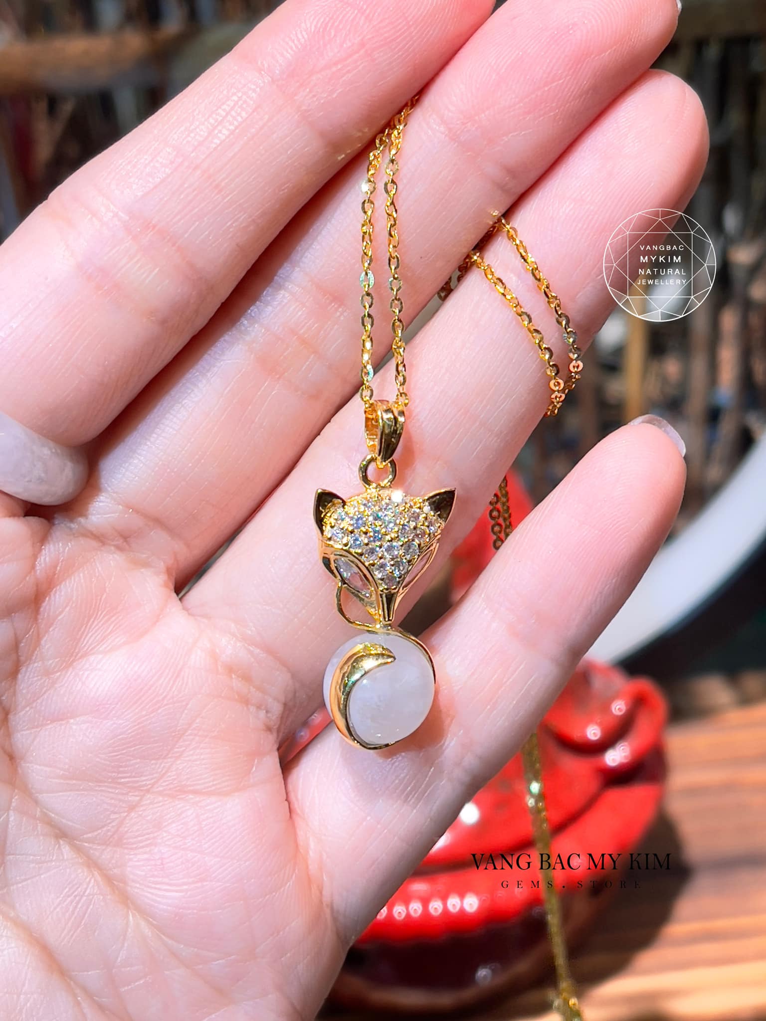 Mặt dây Hồ Ly đính đá - Vàng 14k