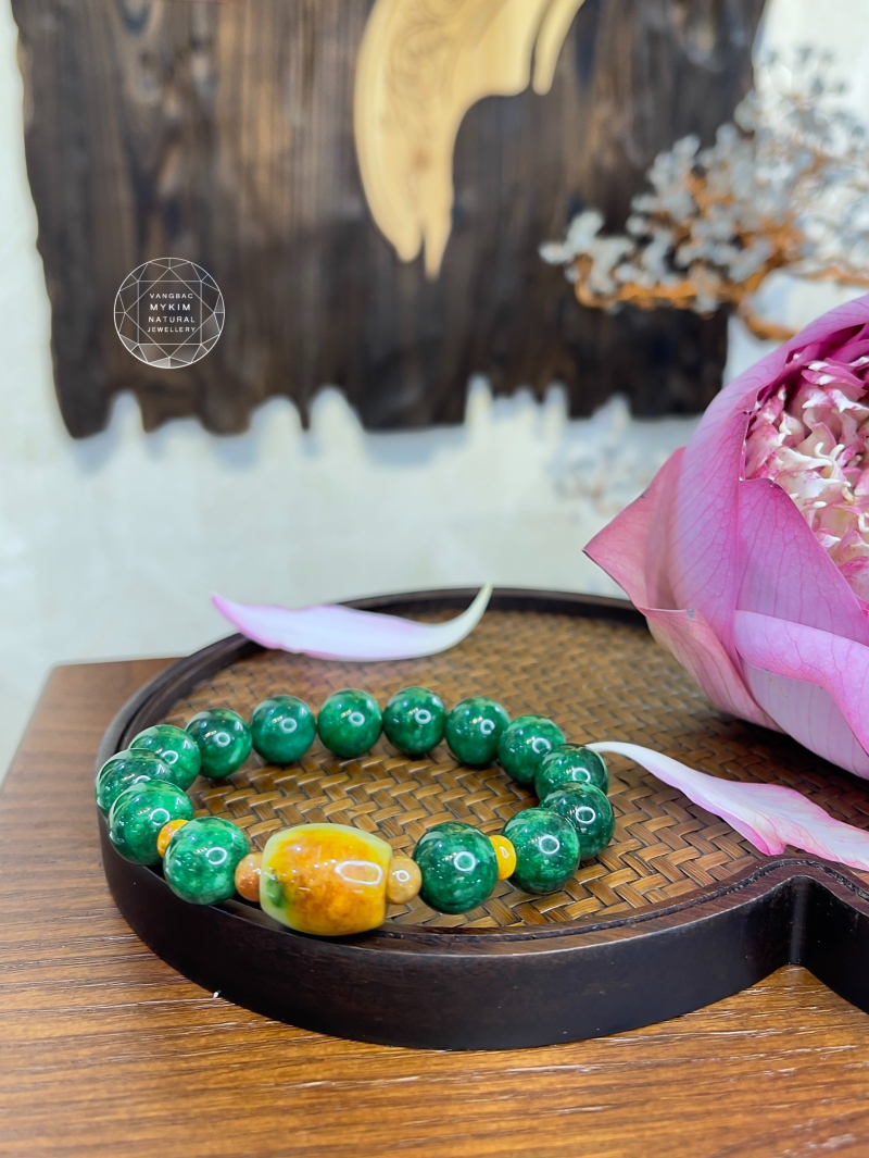 🌿 Vòng Đá Sơn Thủy Mix Lu Thống Ngọc Phỉ Thúy