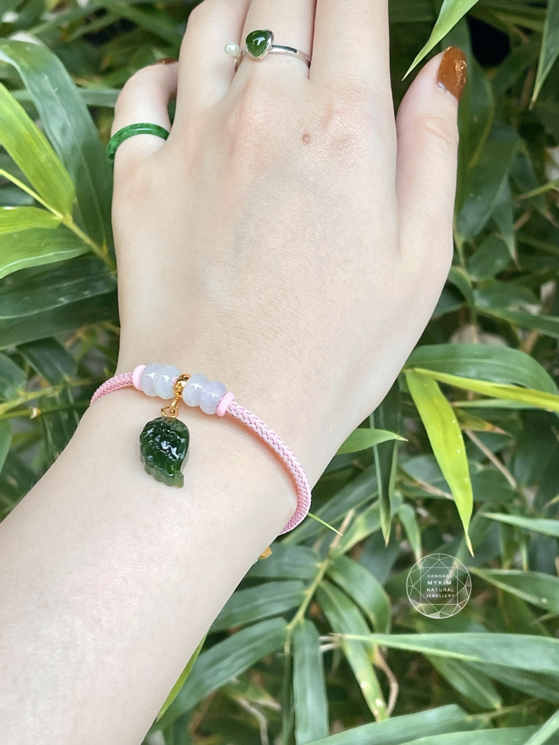 Kiềng mềm mix Ngọc Jadeite - Charm rơi Ngọc Bích Vàng 14k