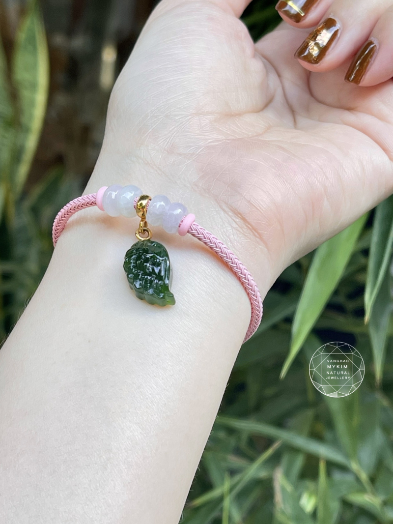 ✨ Vòng Kiềng Mix Ngọc Jadeite • 🍀 Charm Ngọc Bích Nephrite Vàng 14k • 🌸 Cánh Thiên Thần • Phong Thủy May Mắn & Bình An