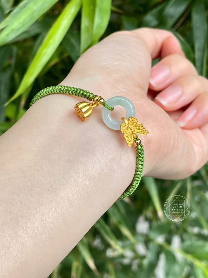Dây Tết Bạch Ngọc mix Charm Bạc si vàng cao cấp