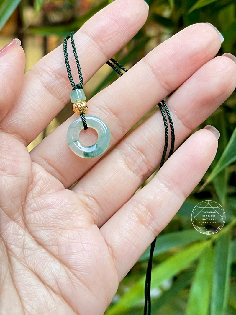 Dây chuyền Đồng Điếu Phỉ Thúy Hoa Bay - Vàng 10k - Jadeite