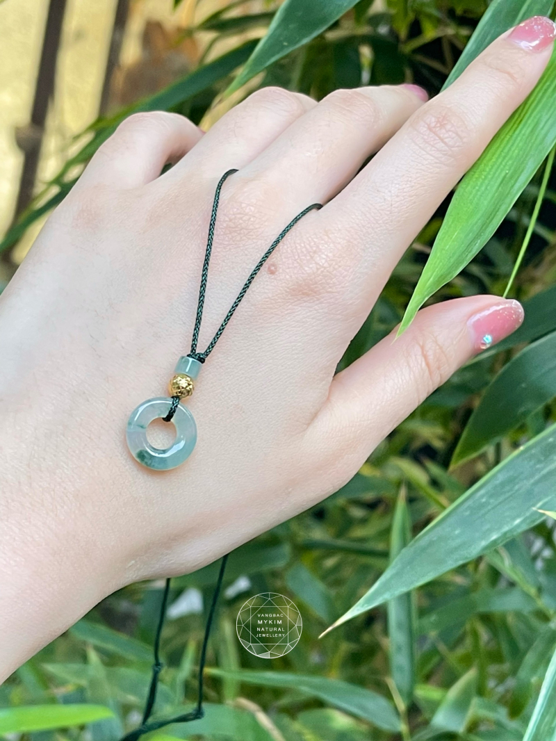 Dây chuyền Đồng Điếu Phỉ Thúy Hoa Bay - Vàng 10k - Jadeite