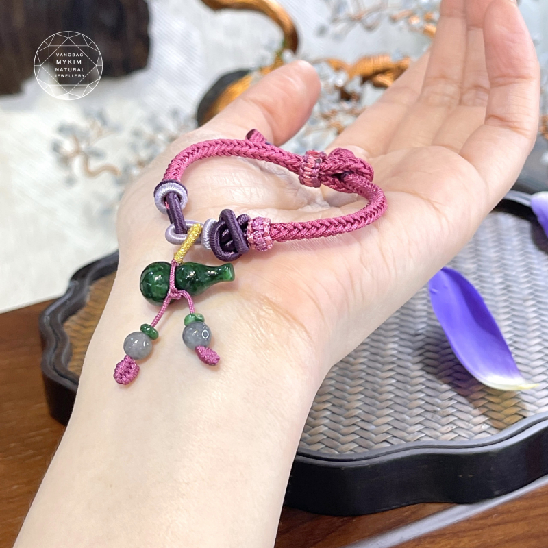 💜 Vòng Dây Tết Hồ Lô Ngọc Phỉ Thúy – Jadeite VIP | Tạo điểm nhấn đầy cá tính & chiều sâu