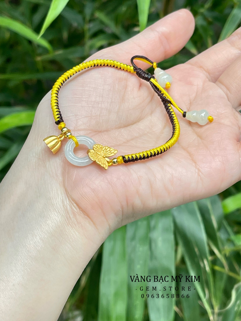 Dây Tết Bạch Ngọc mix Charm Bạc si vàng cao cấp  - Mix Nhiều Màu