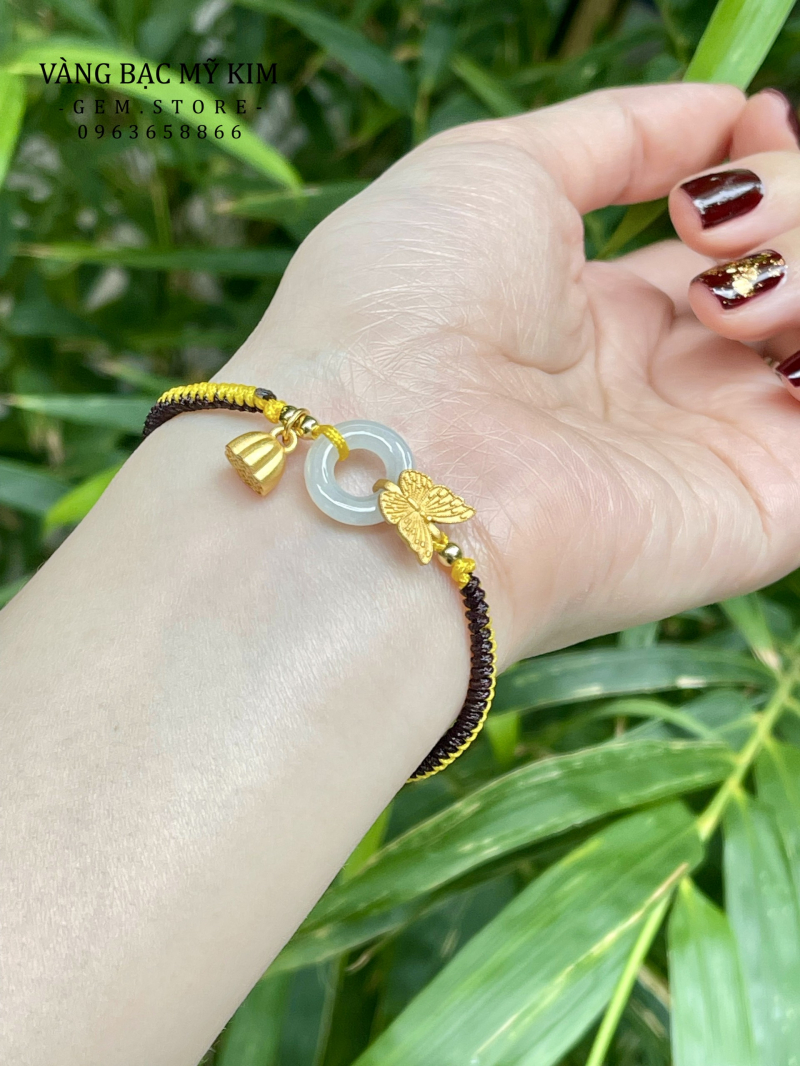 Dây Tết Bạch Ngọc mix Charm Bạc si vàng cao cấp  - Mix Nhiều Màu