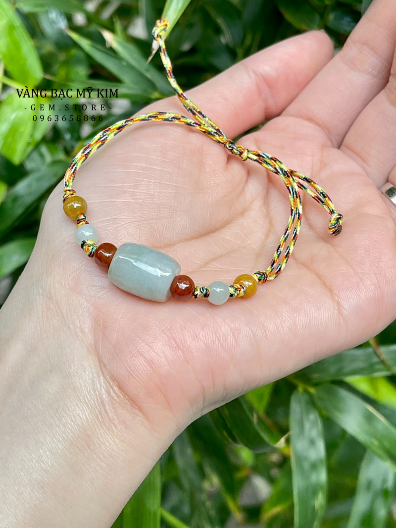 Dây Tết Ngũ Sắc mix Bạch Ngọc & Ngọc Jadeite