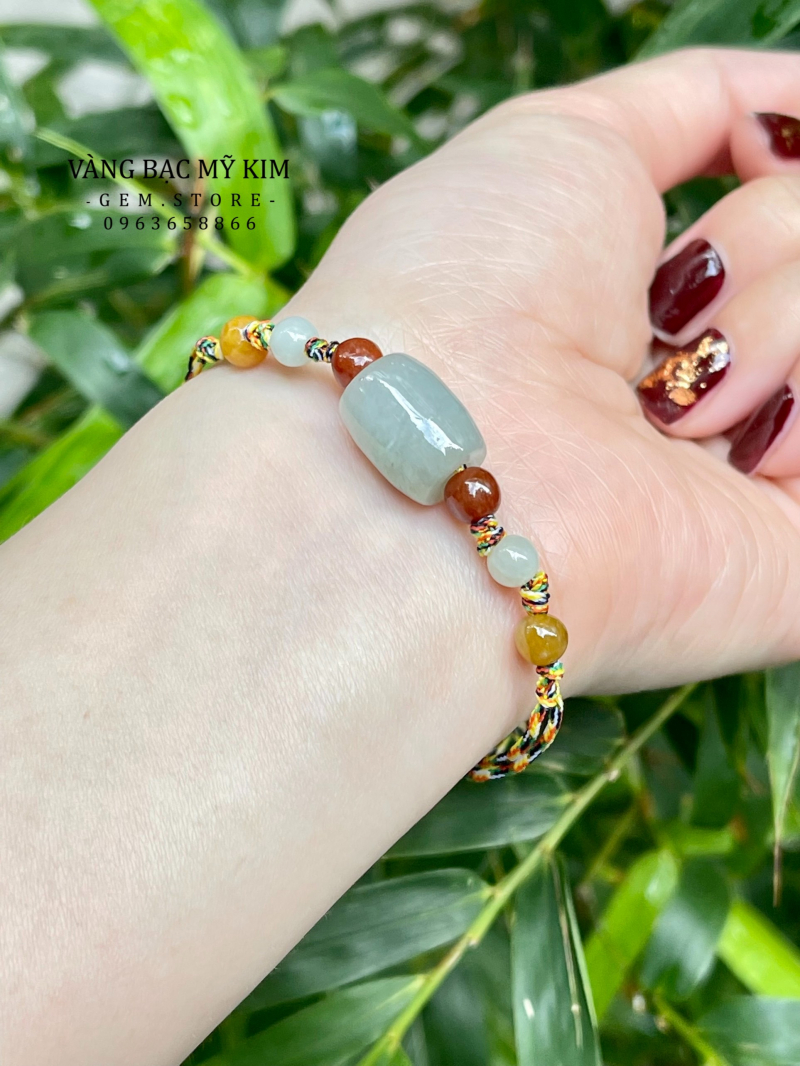 Dây Tết Ngũ Sắc mix Bạch Ngọc & Ngọc Jadeite