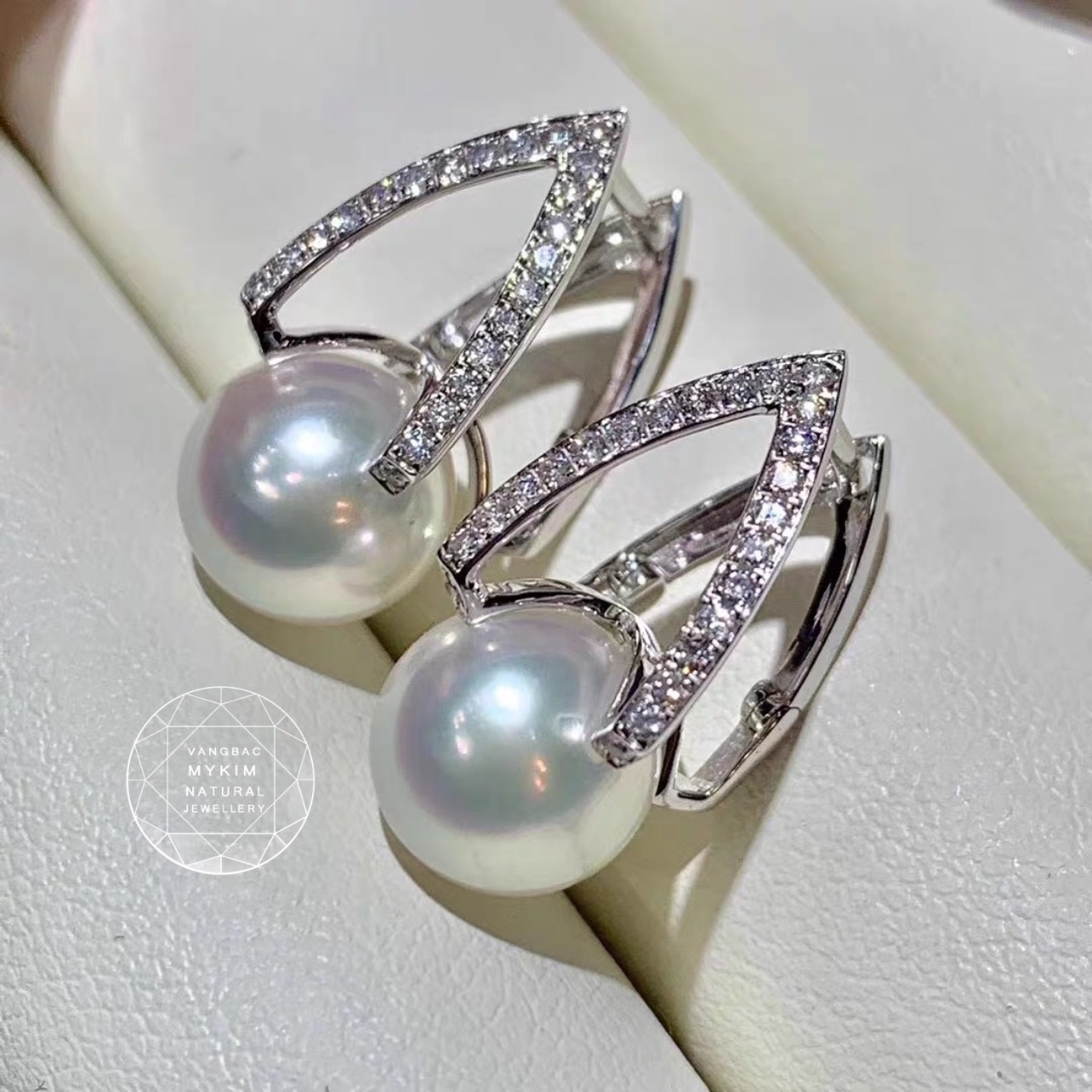 Bông Tai Ngọc Trai Thiên Nhiên - Vàng Trắng 14k - 18k