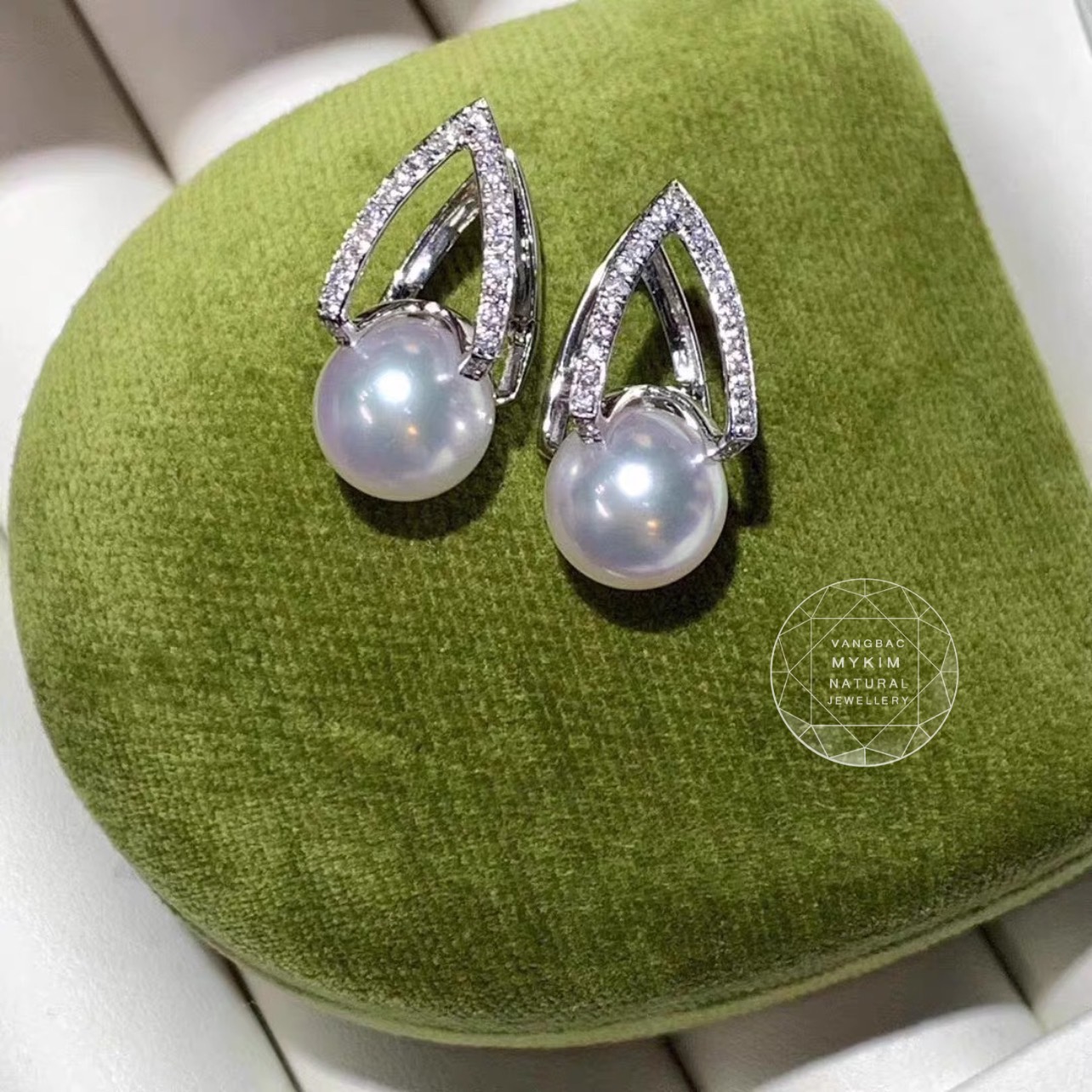 Bông Tai Ngọc Trai Thiên Nhiên - Vàng Trắng 14k - 18k