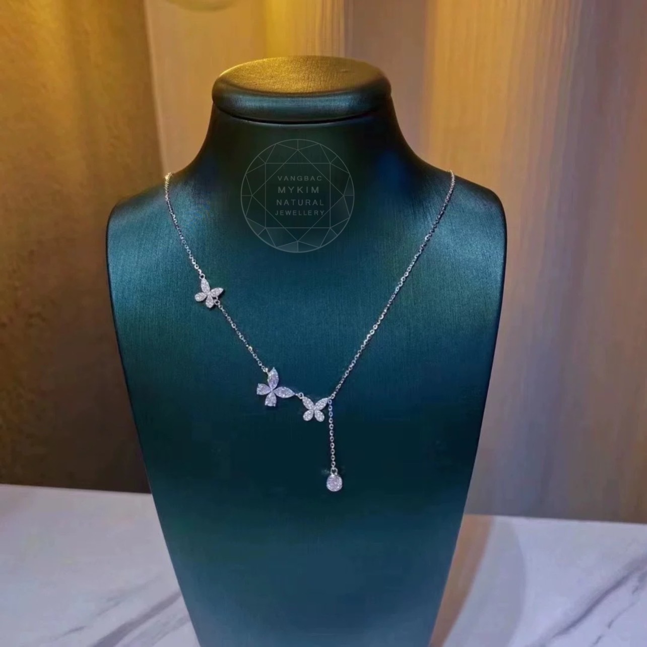 Dây chuyền Bạc si vàng trắng 18k - Bướm