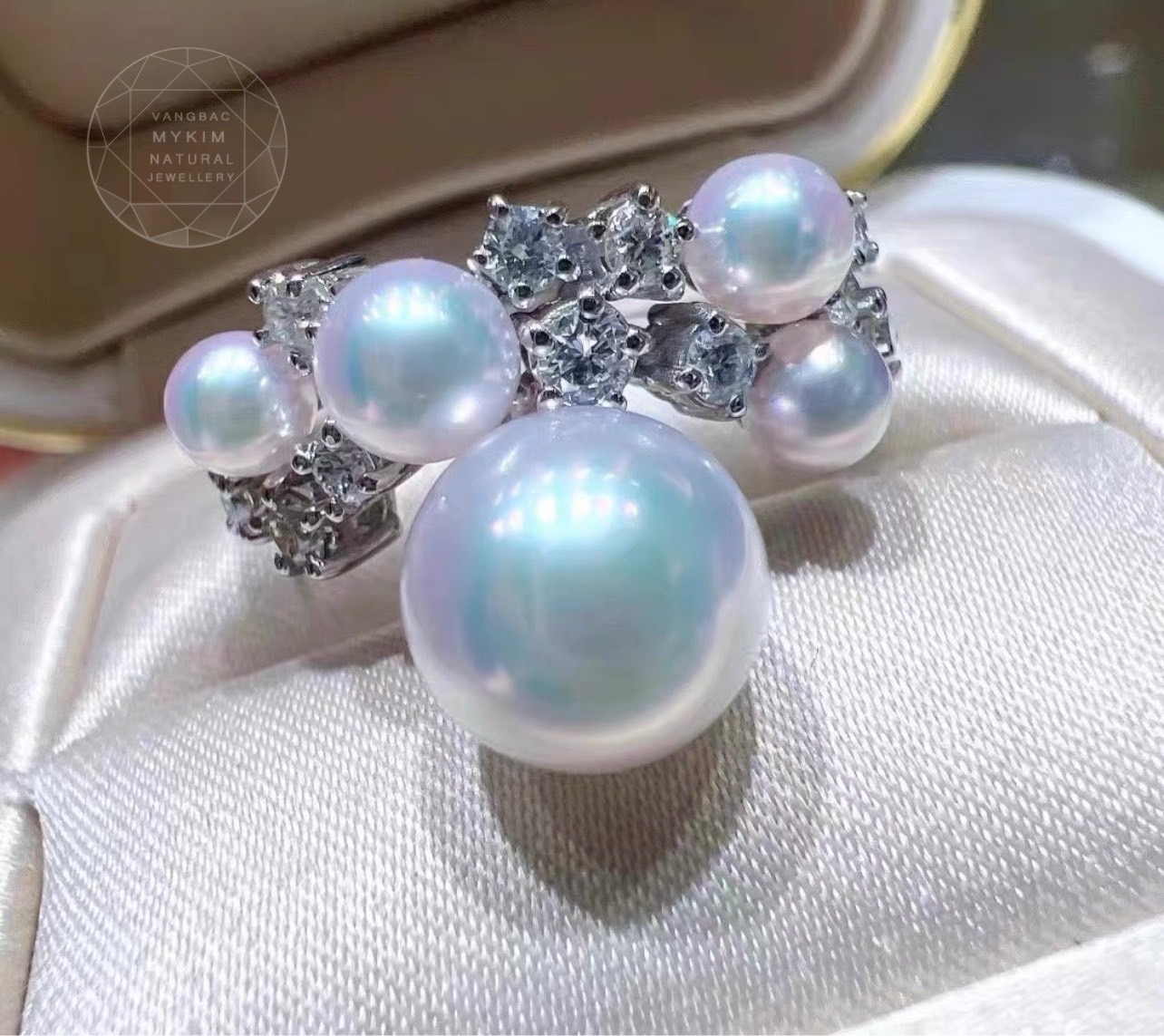 Nhẫn Ngọc Trai kiểu - Vàng trắng 14k - 18k