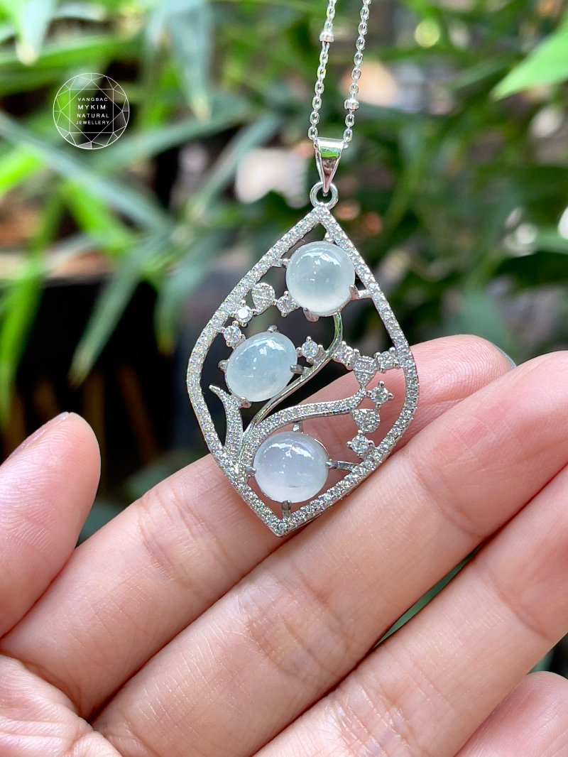 💧 Mặt Dây Băng Ngọc Phỉ Thúy Myanmar Giọt Ngọc Tinh Hoa | Bạc Si Vàng Trắng Thanh Nhã