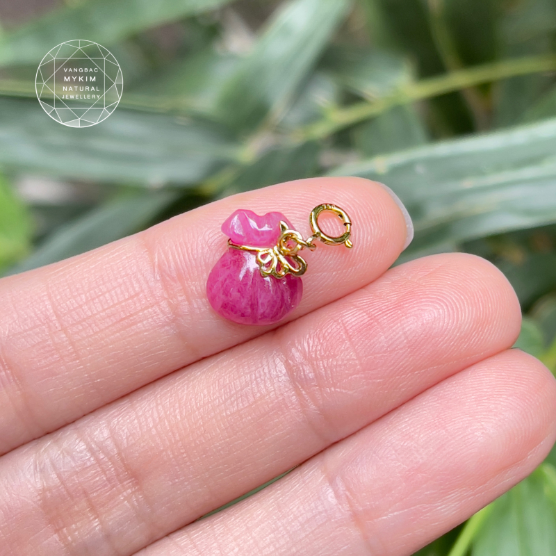 Charm Treo Túi Tiền Ruby Hồng -  Rose Gold 18k