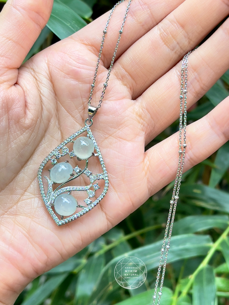 💧 Mặt Dây Băng Ngọc Phỉ Thúy Myanmar Giọt Ngọc Tinh Hoa | Bạc Si Vàng Trắng Thanh Nhã