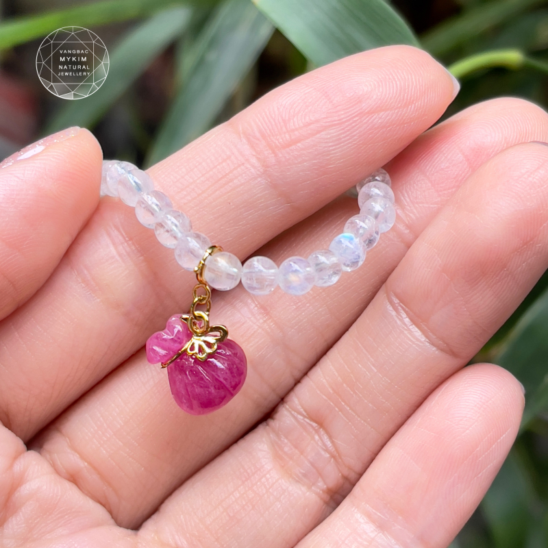Charm Treo Túi Tiền Ruby Hồng -  Rose Gold 18k