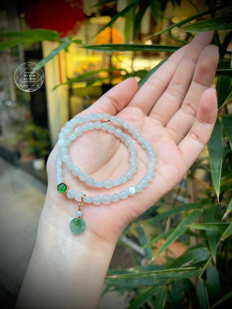Chuỗi Vòng Băng Ngọc Phỉ Thuý - Jadeite mix Charm Vàng 18k
