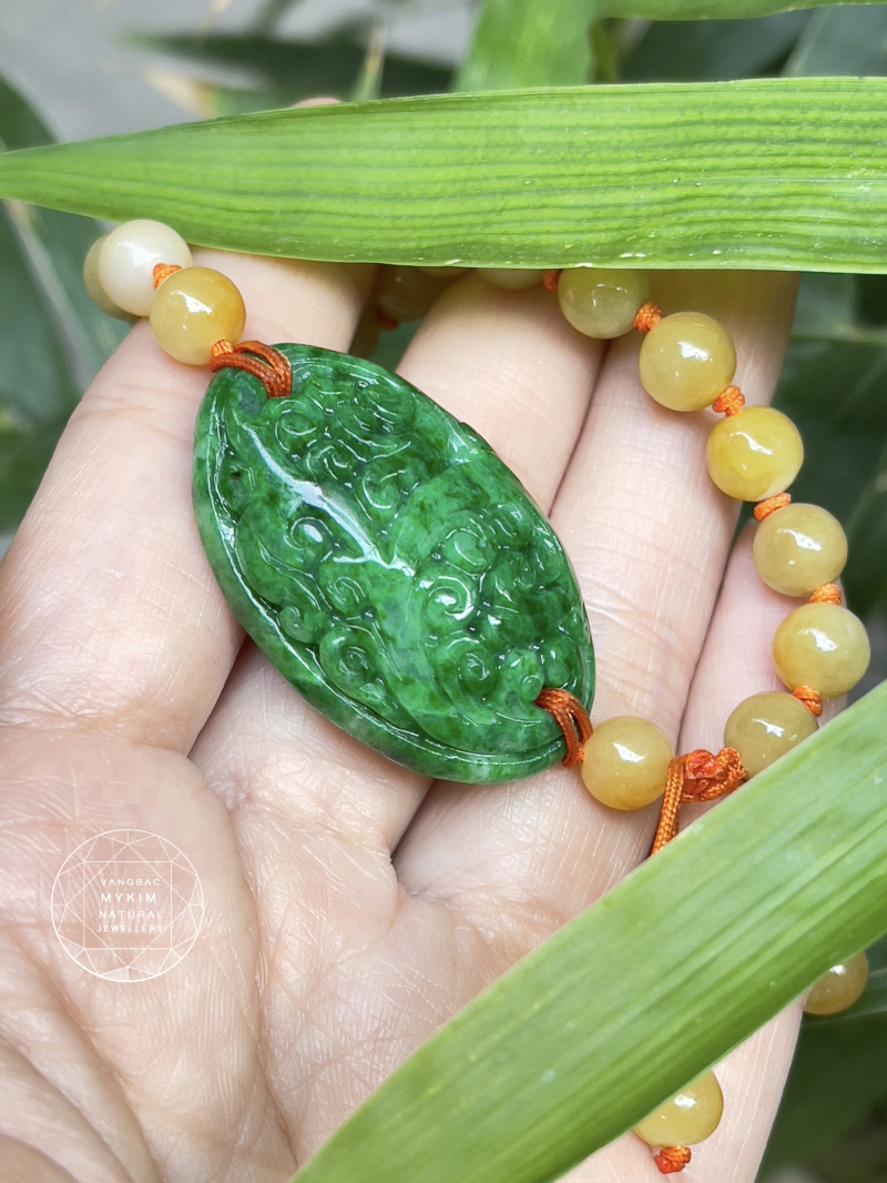 🧡 Vòng Dây Tết Ngọc Phỉ Thúy – Charm Hoa Như Ý – Giao Hòa Tự Nhiên & Ý Niệm Tinh Tế