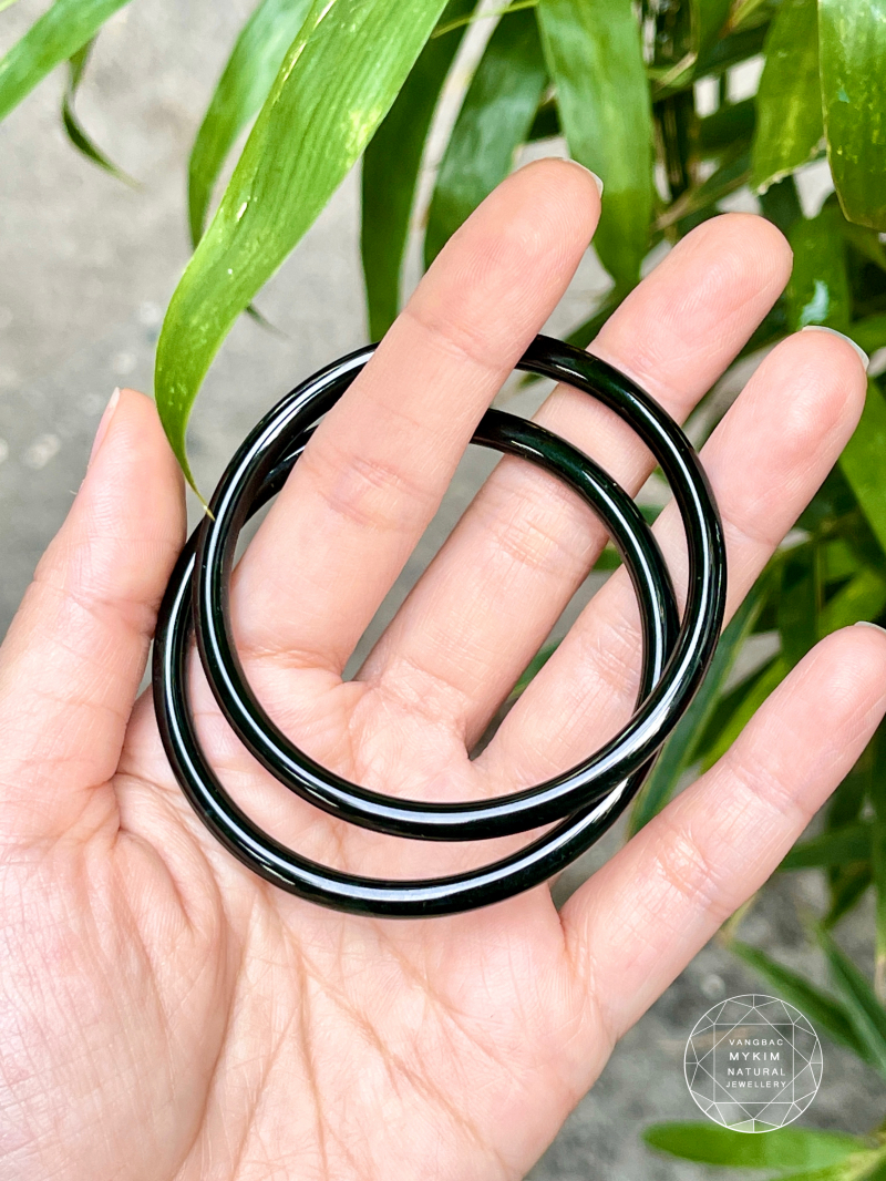 💚 Vòng Bản Ngọc Bích Nephrite VIP •  Màu Xanh Đen Quý Hiếm • Trang Sức Phong Thủy Tài Lộc & Bình An