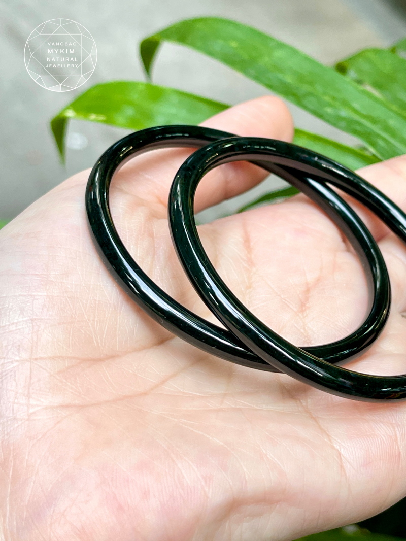 💚 Vòng Bản Ngọc Bích Nephrite VIP •  Màu Xanh Đen Quý Hiếm • Trang Sức Phong Thủy Tài Lộc & Bình An