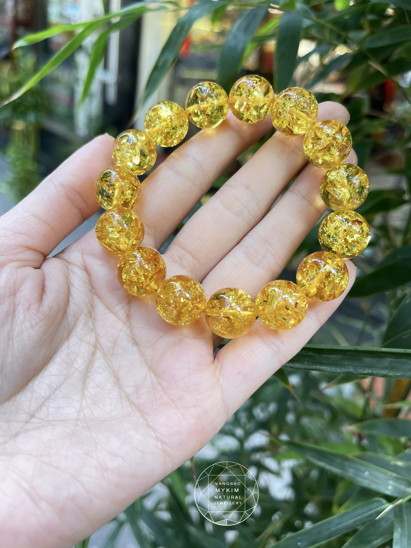 Vòng Tay Hổ Phách Thiên Nhiên VIP – Size 13.9mm – Tinh Hoa Baltic Trên Cổ Tay