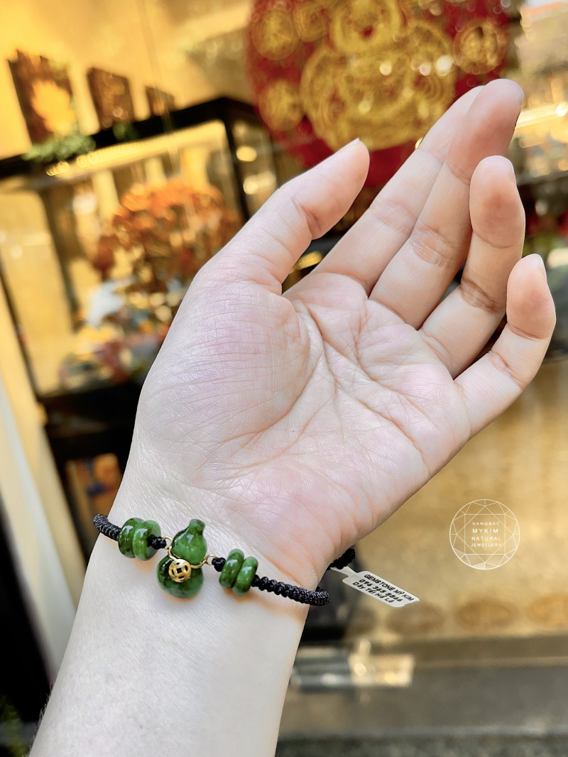 Dây Tết Đồng Điếu - Hồ Lô Ngọc Phỉ Thuý Jadeite - Vàng 10k