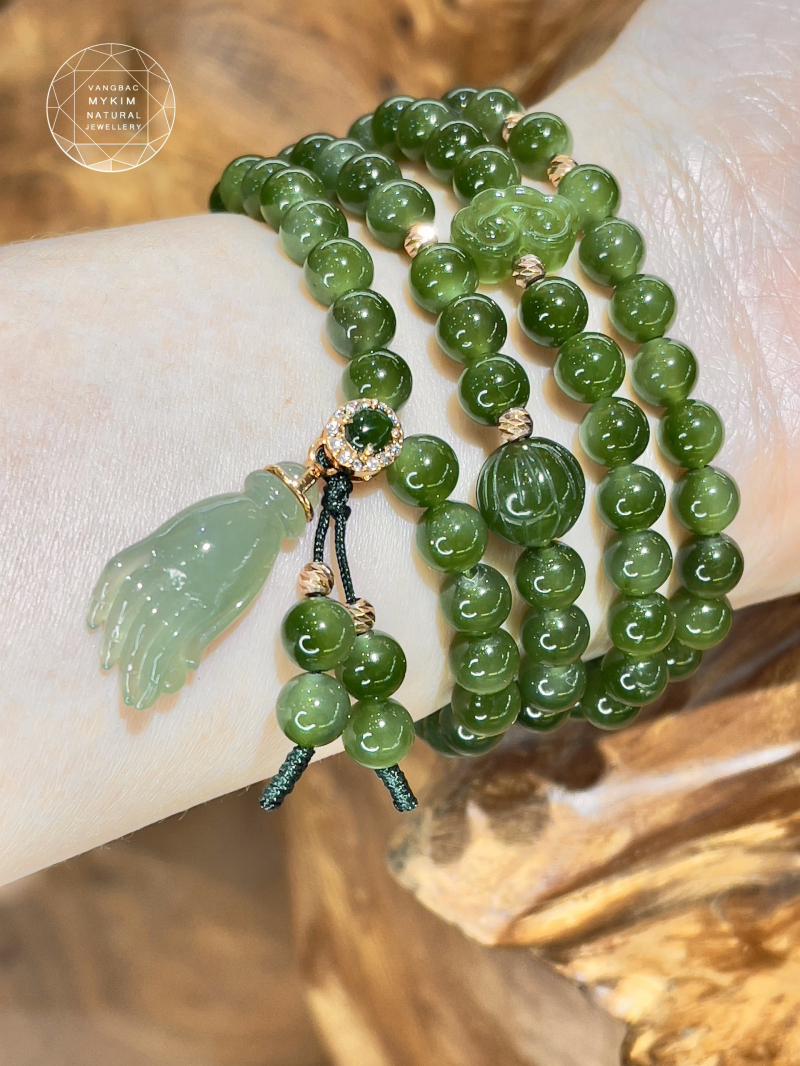 💚 Vòng Ngọc Bích Nephrite • ✋ Charm Bàn Tay Phật • Băng Ngọc Phỉ Thúy Jadeite VIP • Vàng Hồng 18k • Trang Sức Phong Thủy Tài Lộc & Bình An