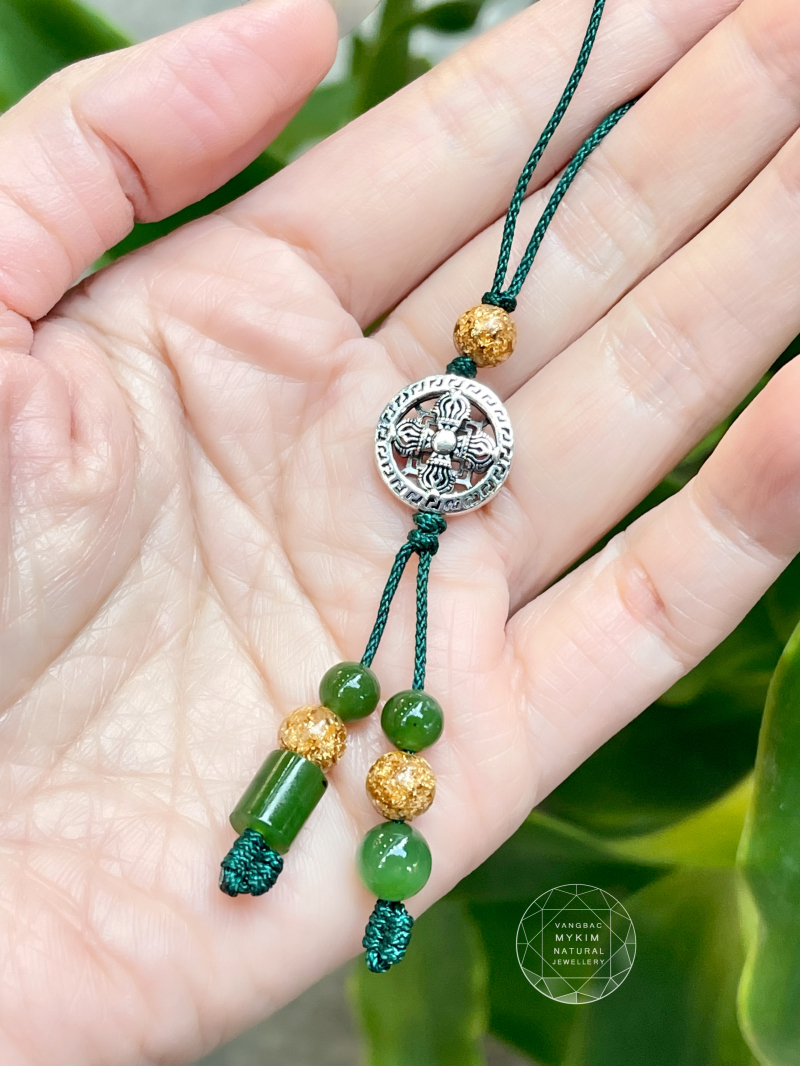 Dây Treo Ngọc Bích • Bánh Xe Pháp Luân Bạc 925 • Trang Sức Phong Thủy Tài Lộc & Bình An