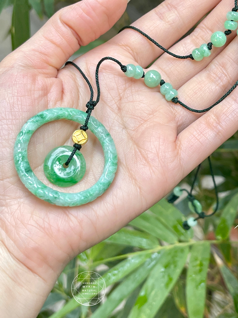 Dây chuyền Đồng Điếu Ngọc Phỉ Thuý - Mix  Vàng 