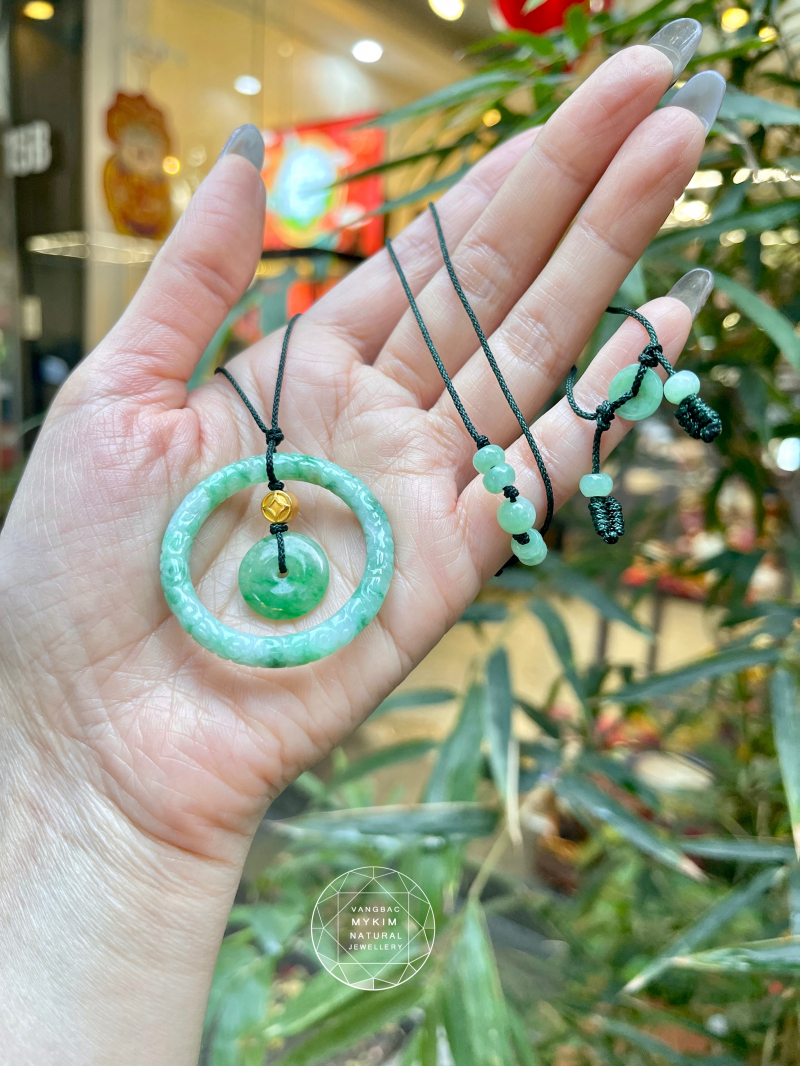 Dây chuyền Đồng Điếu Ngọc Phỉ Thuý - Mix  Vàng