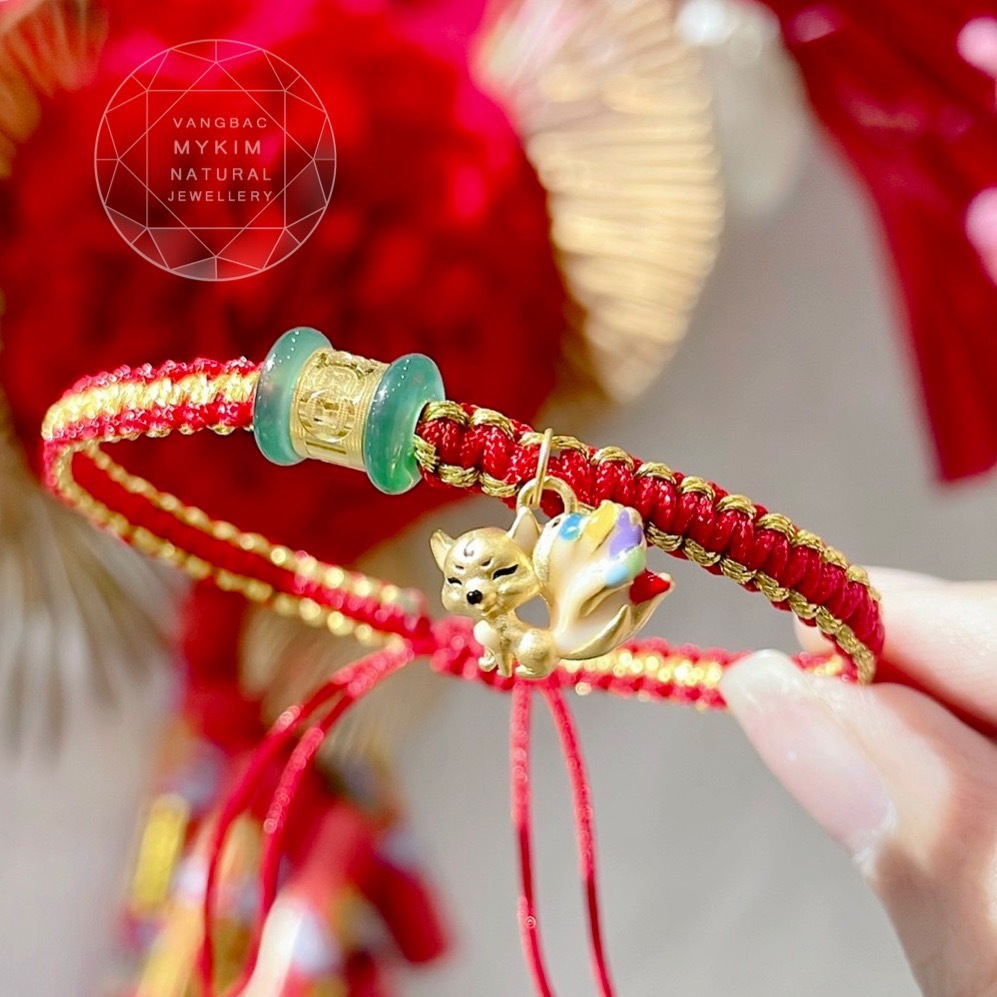 Dây Tết kiểu  - Charm Hồ Ly Vàng 24k