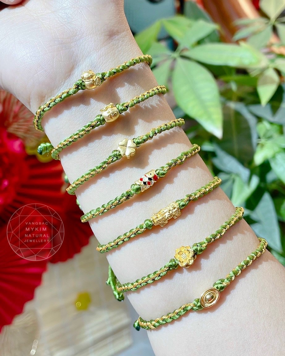 Dây Tết mix Charm Vàng - Dây Chỉ Xanh