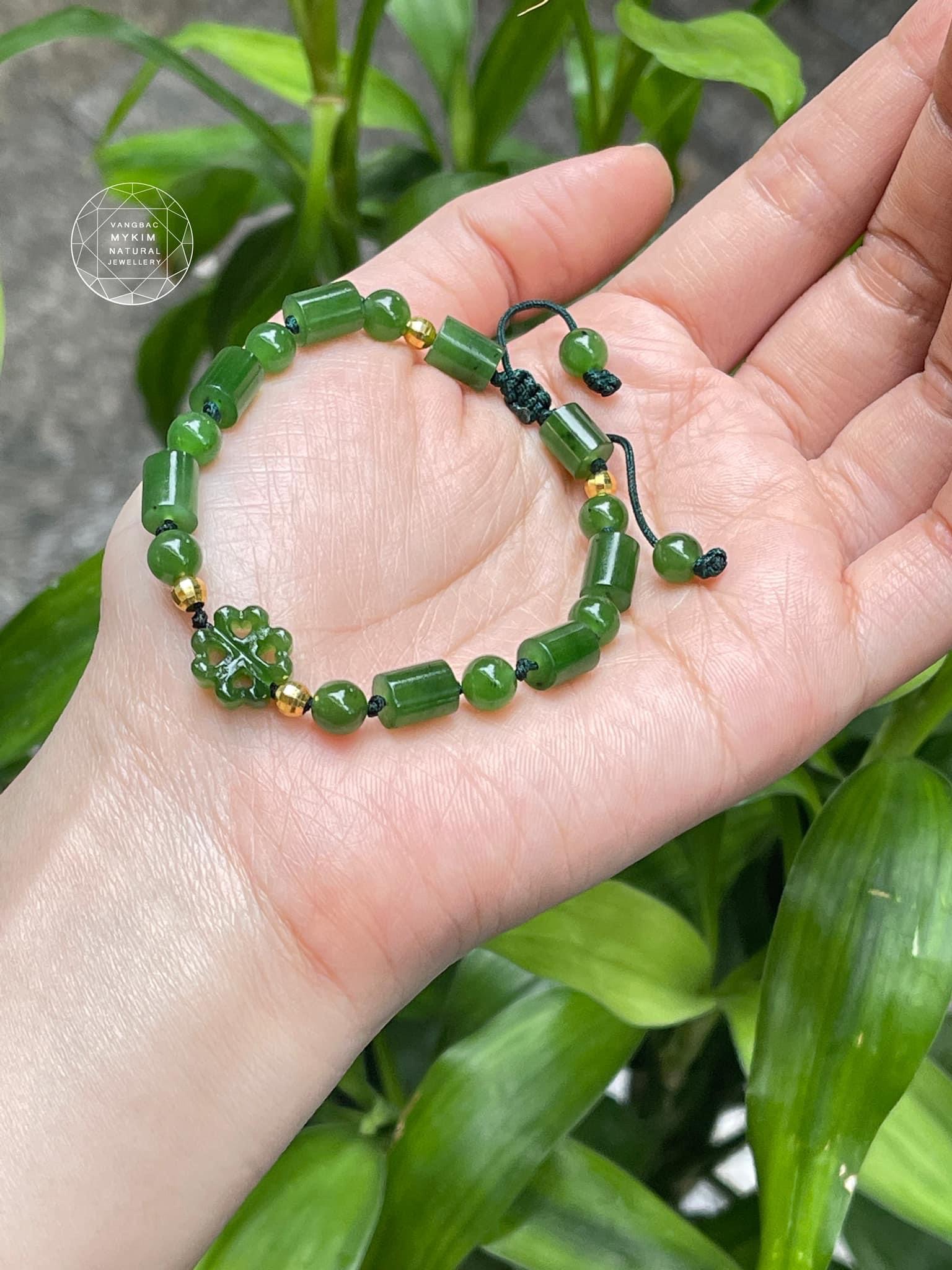 Vòng Dây Tết Ngọc Bích Nephrite • Mix Vàng • Trang Sức Phong Thủy Tài Lộc & Bình An