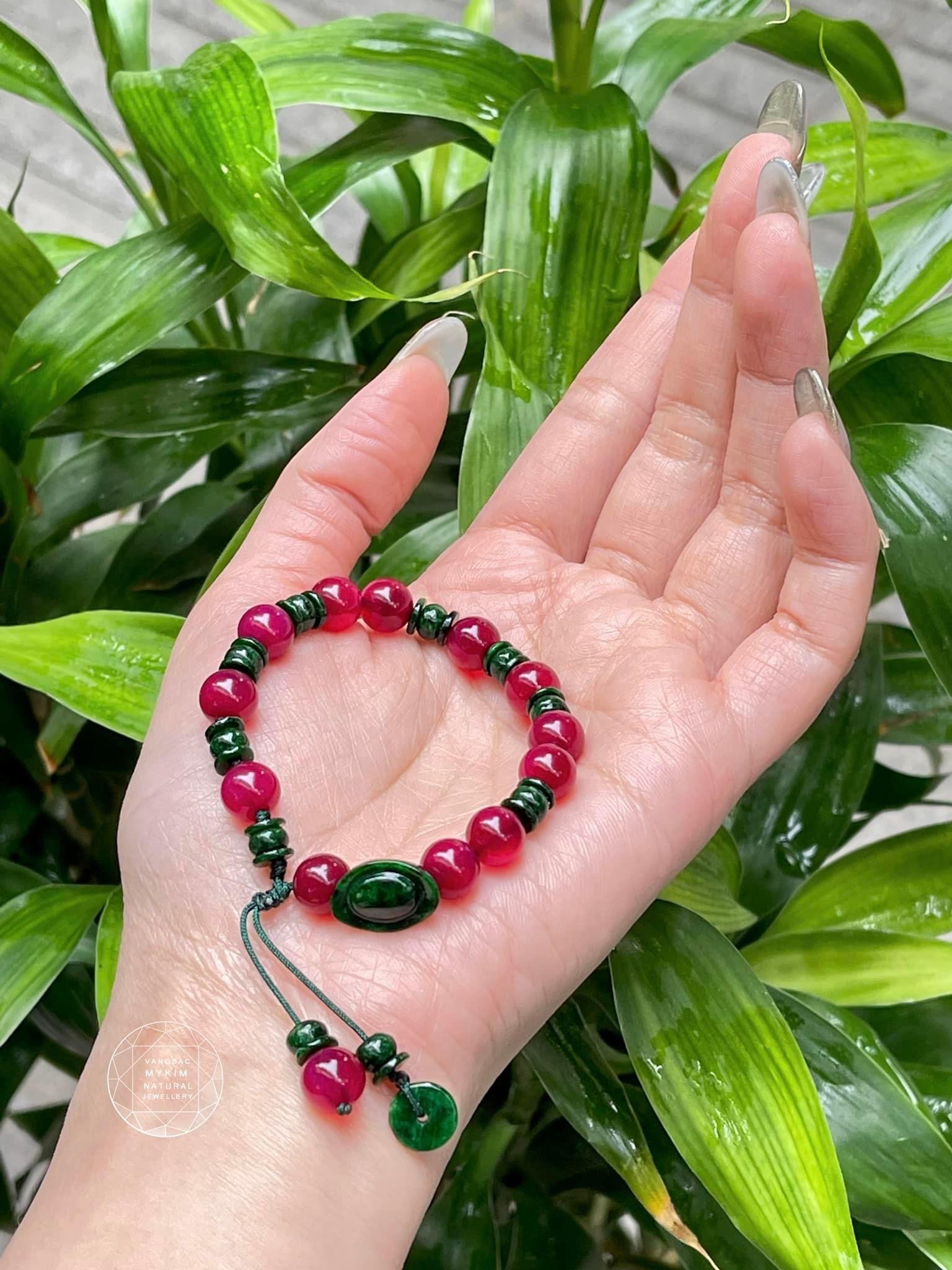 Vòng Dây Tết Ngọc Phỉ Thuý Jadeite - mix Mã Não Huyết VIP