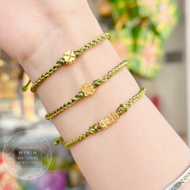 Dây Tết mix Charm Vàng - Dây Chỉ Xanh