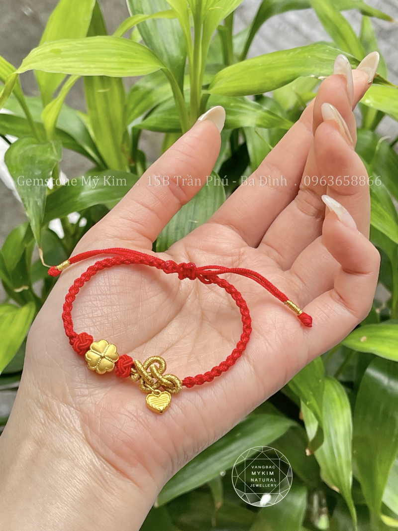 Dây Tết Charm Vàng - Bốn Lá - Trái Tim
