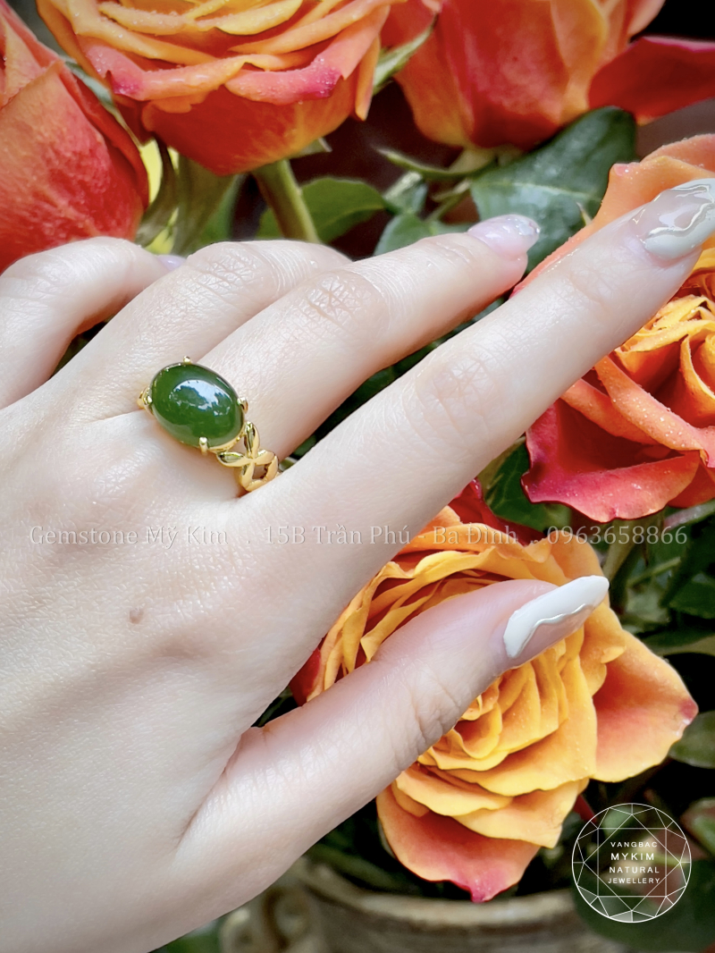 Nhẫn Ngọc Bích Nephrite - Vàng 14k • Trang Sức Phong Thủy Tài Lộc & Bình An