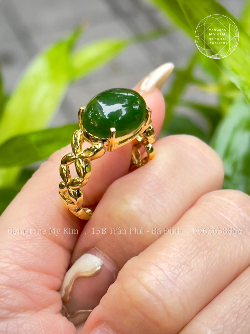 Nhẫn Ngọc Bích Nephrite - Vàng 14k • Trang Sức Phong Thủy Tài Lộc & Bình An