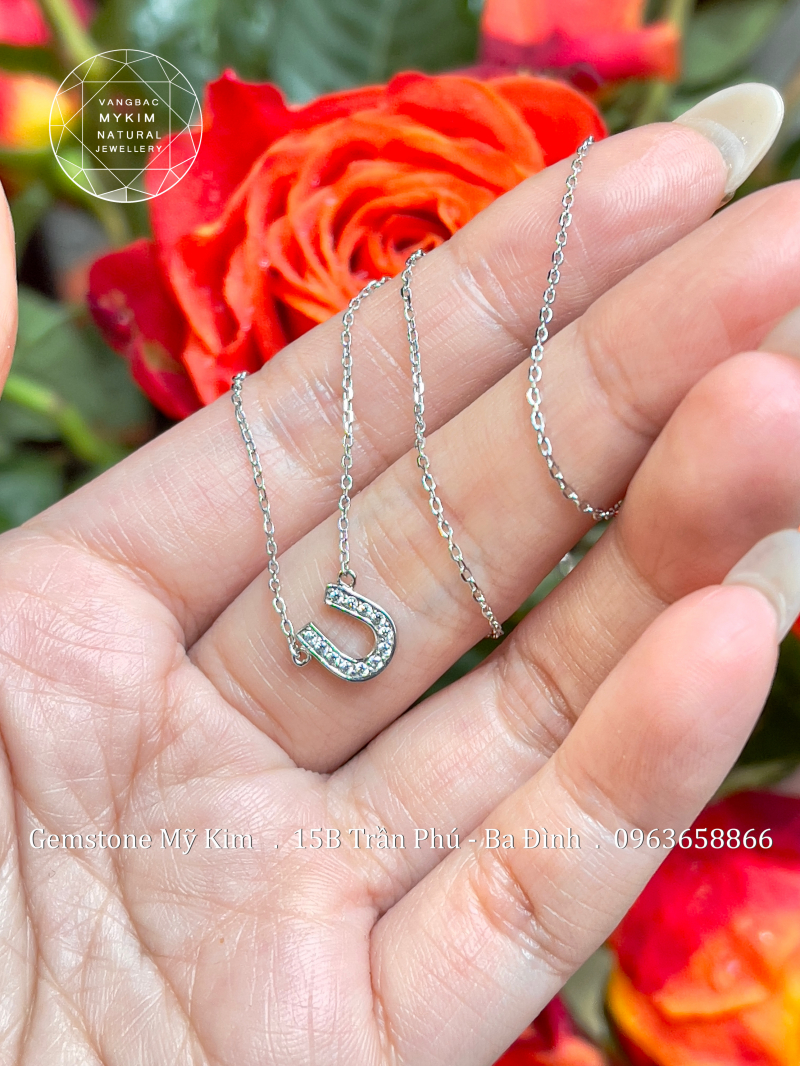 Dây Chuyền Bạc Si Vàng Trắng 18k - Hình Móng Ngựa