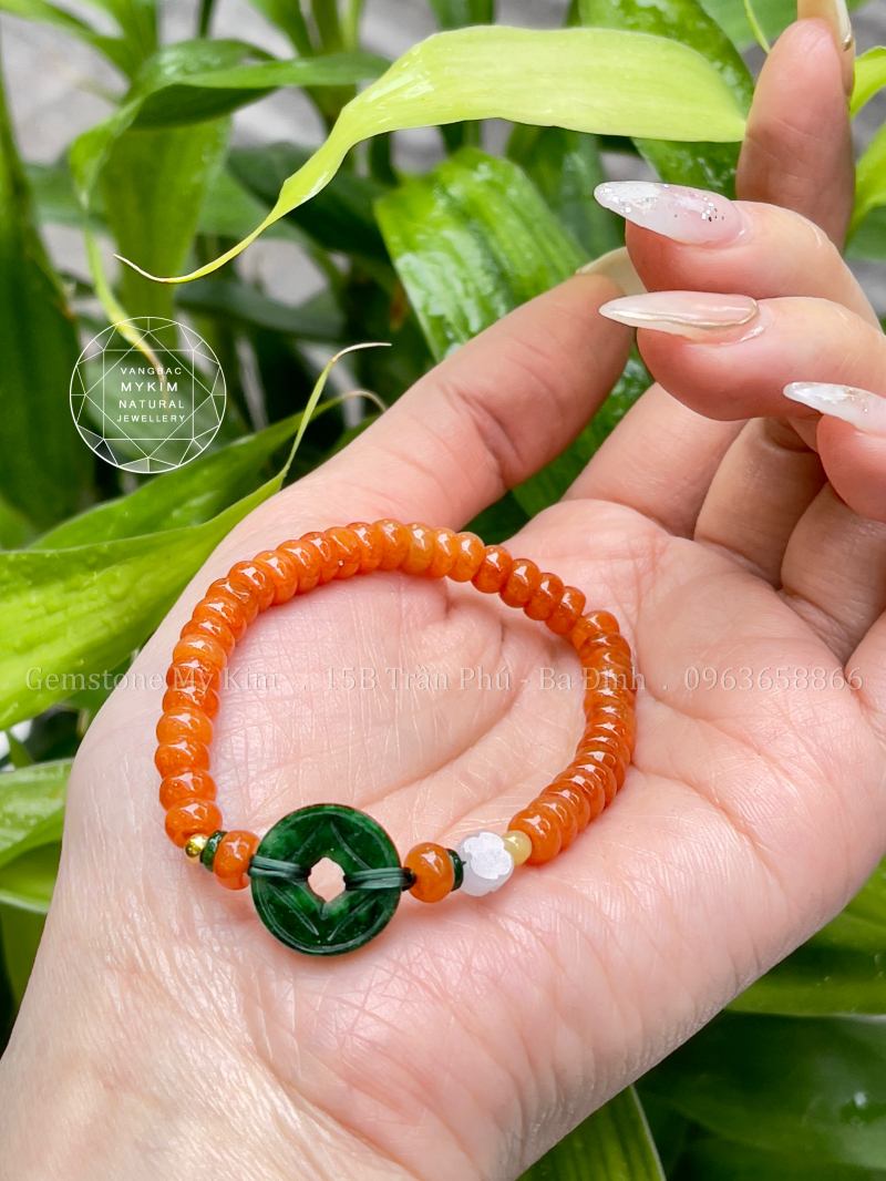 Set Vòng Ngọc Phỉ Thúy Jadeite Cam - Mix Vàng 