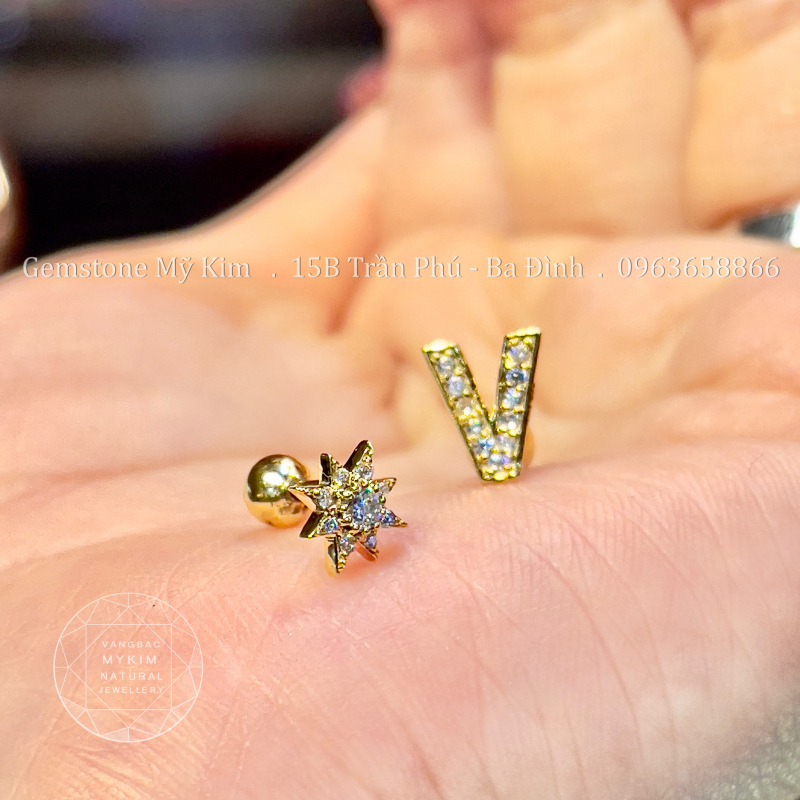 Bông Tai Chữ  - Ngôi Sao Vàng 14k