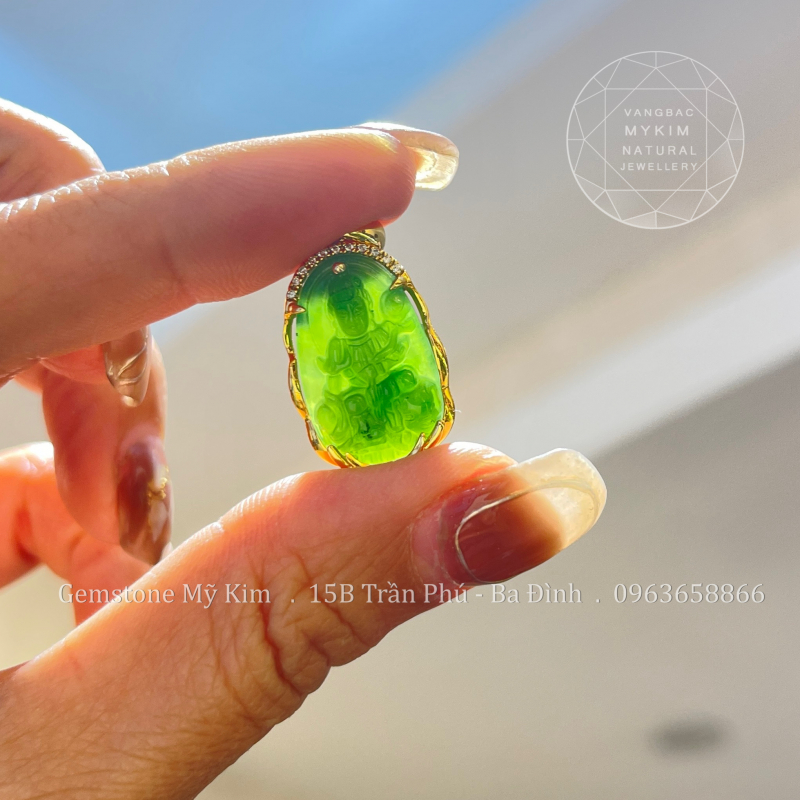 Phật Bản Mệnh Ngọc Bích Nephrite • Phổ Hiền Bồ Tát • Tuổi Thìn & Tỵ • Đính Kim Cương TN