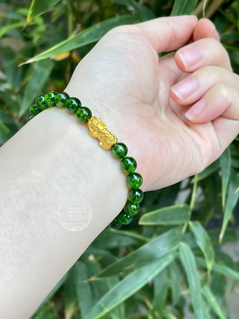 Vòng Diopside VIP - Charm Tỳ Hưu Vàng 